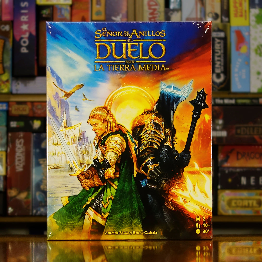 Portada del juego de mesa 'El Señor de los Anillos: Duelo por la Tierra Media' disponible en Mana House - Estrategia, Fantasía, Aventura, Tierra Media, Competencia. The Lord of the Rings: Duel for Middle-earth