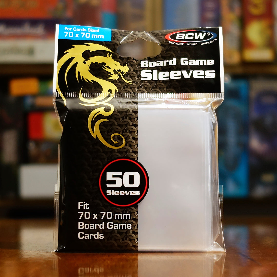 Portada de los protectores de cartas 'BCW Square (70 x 70 mm)' disponibles en Mana House - Protección, Cartas, Accesorios, Calidad, Durabilidad.  Fundas. Card Sleeves. Board Game.