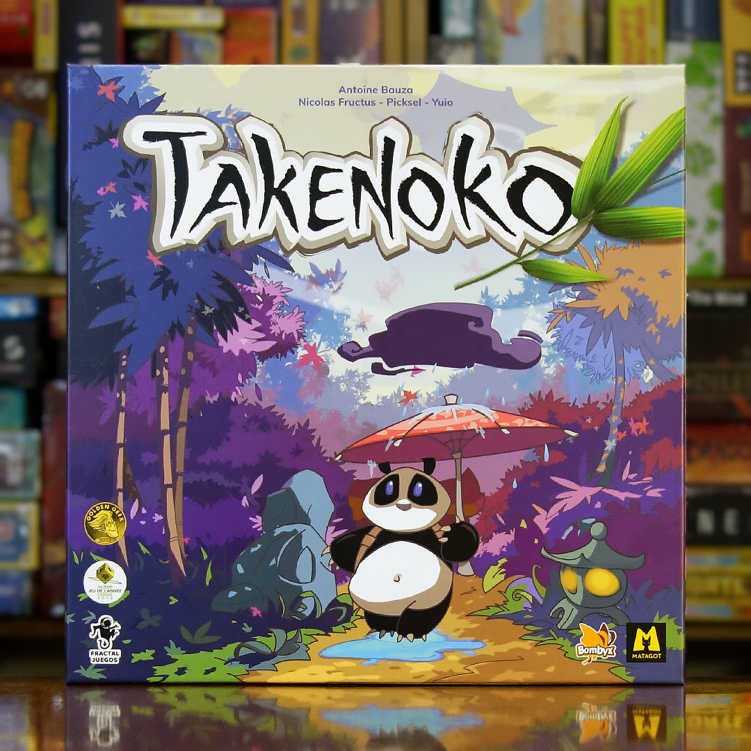 Portada del juego de mesa ‘Takenoko’ disponible en Mana House - Estrategia, Gestión de recursos, Familiar, Naturaleza, Cultivo de Bambú.