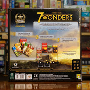 Vista trasera del juego de mesa '7 Wonders (Segunda Edición)' con detalles y componentes, en Mana House - Antigüedad. Antigüedad, Cartas, Civilización, Construcción, Economía.