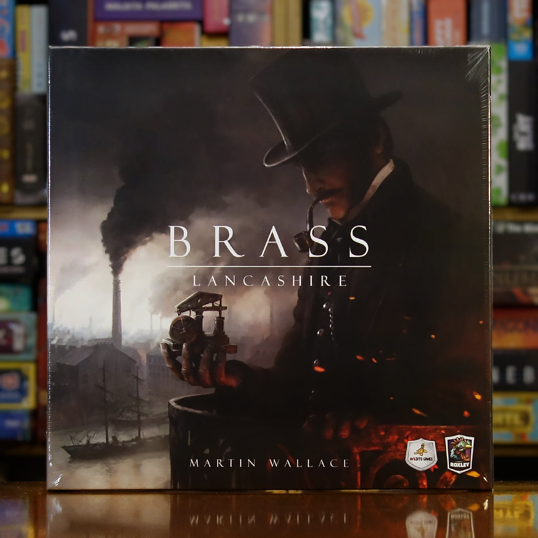 Portada del juego 'Brass: Lancashire' disponible en Mana House – Juego de estrategia económica, Revolución Industrial, Gestión de mano, Construcción de redes, Alta complejidad estratégica.
