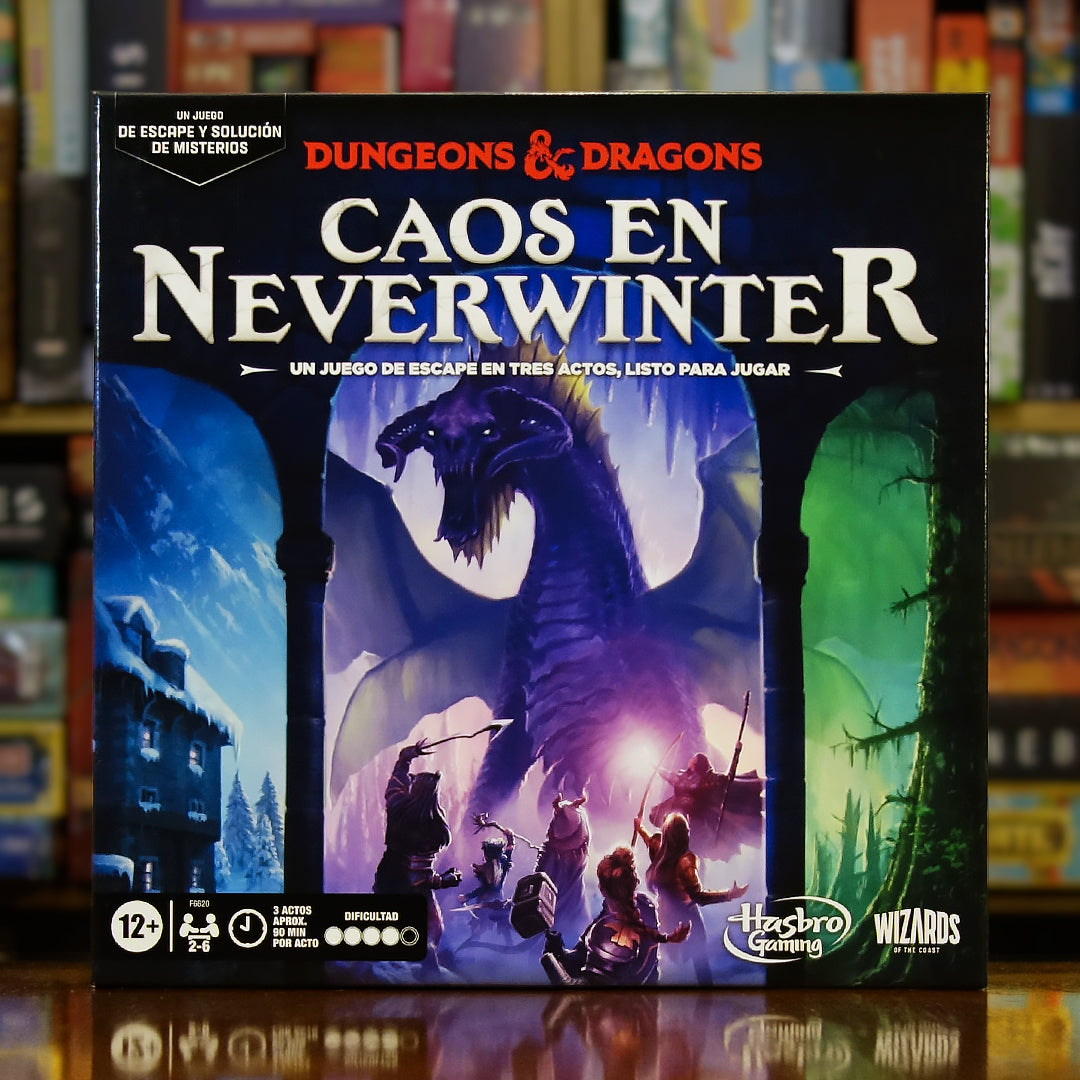 Portada del juego 'Dungeons & Dragons: Caos en Neverwinter' disponible en Mana House – Juego cooperativo, Escape room de 3 partes, Misterio y acertijos, Aventuras de Dungeons & Dragons, Experiencia inmersiva de rol. Dungeons & Dragons: Bedlam in Neverwinter