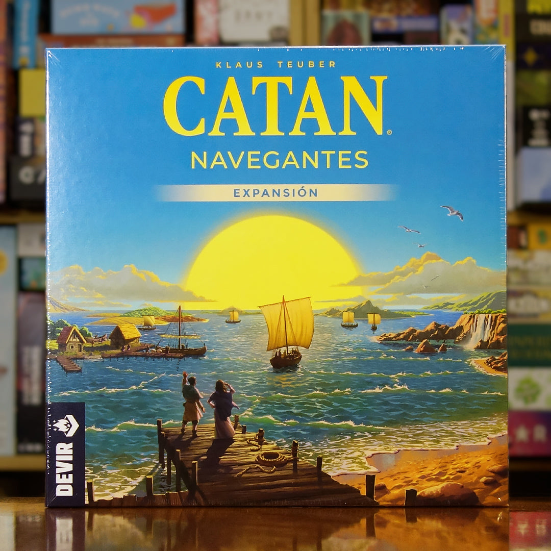 Portada del juego Catán: Navegantes disponible en Mana House – Expansión del juego base, Exploración marítima, Barcos y rutas navales, Nuevos escenarios, Recurso oro. CATAN: Seafarers