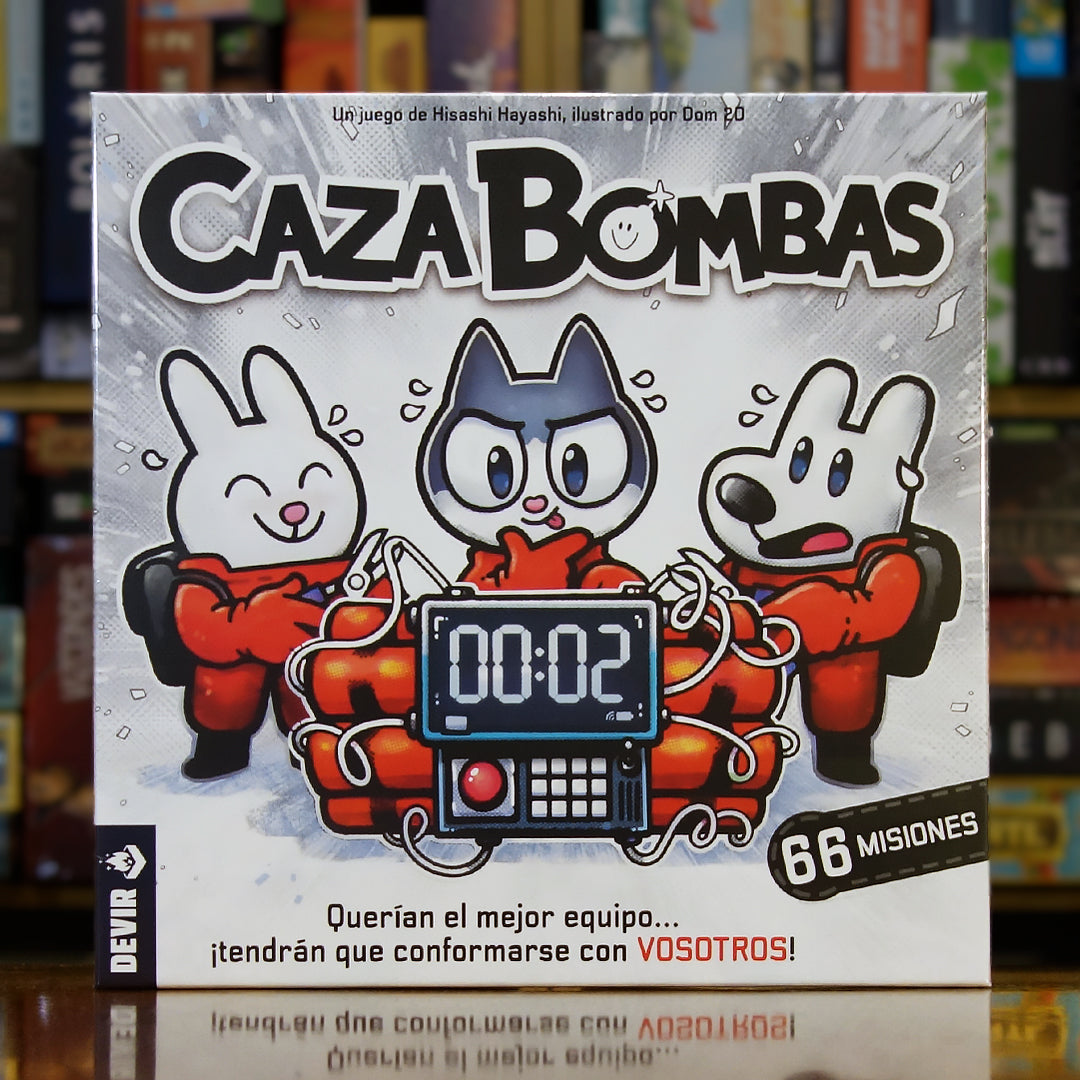 Portada del juego 'Caza Bombas' disponible en Mana House – Juego cooperativo de deducción, Equipo de artificieros, Desactivación de bombas, Reglas progresivas, Diseño llamativo. Ganador Spiel des Jahres 2025. Bomb Busters