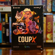 Portada del juego de mesa 'Coup X' disponible en Mana House - Deducción. Bluffing, Cartas, Deducción.