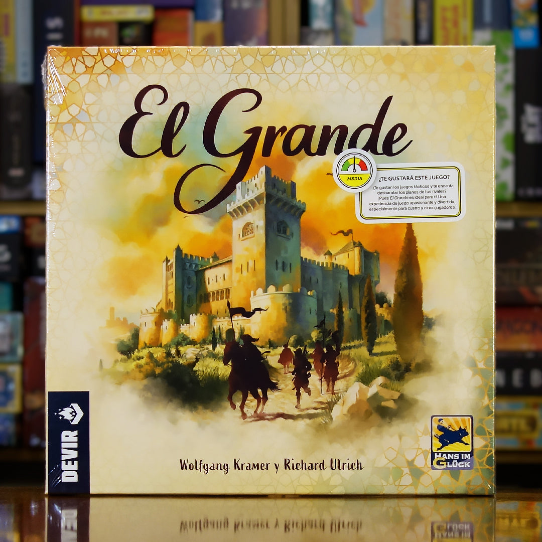 Portada del juego 'El Grande' disponible en Mana House – Juego de control de área ambientado en la España del siglo XV, Alta nobleza, Caballeros medievales, Estrategia territorial, Arte clásico.