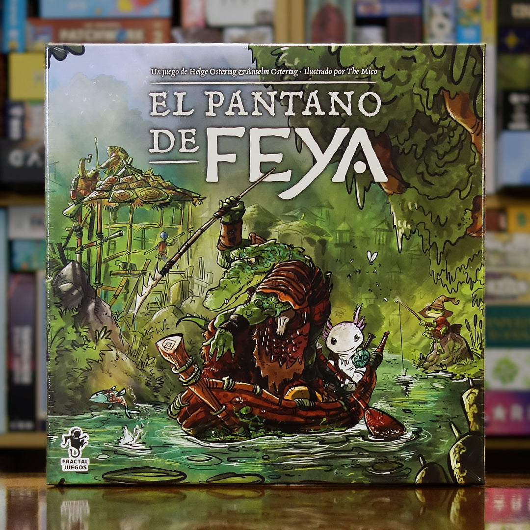 Portada del juego El Pantano de Feya disponible en Mana House – Juego de estrategia, Ambientación fantástica, Clanes del pantano, Exploración y comercio, Aventuras místicas. Feya's Swamp