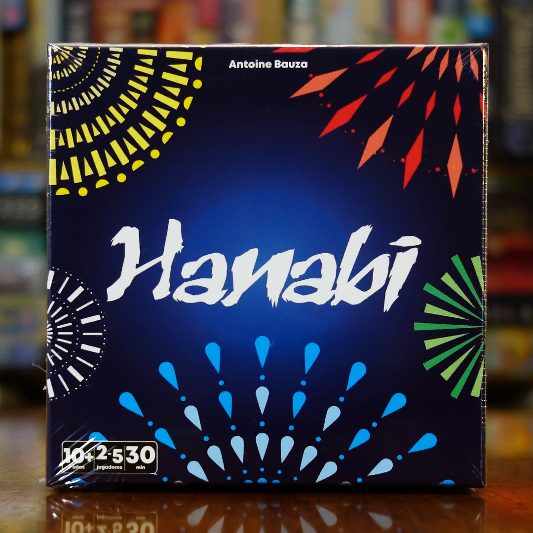 Portada del juego Hanabi disponible en Mana House – Juego cooperativo, Fuegos artificiales, Innovador, Deducción y memoria, Trabajo en equipo.