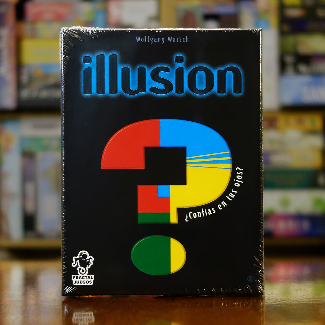 Portada del juego Illusion disponible en Mana House – Juego de cartas, Percepción visual, Deducción por colores, Reglas simples, Experiencia sorprendente.