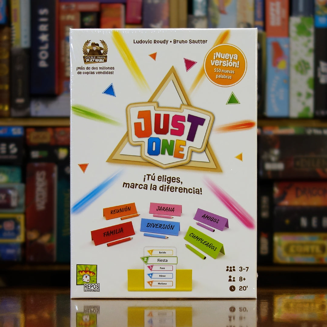 Portada del juego “Just One – Nueva Edición” disponible en Mana House – Juego cooperativo de palabras, 550 palabras nuevas, Asociación de ideas, Ideal para grupos, Party game. Refresh