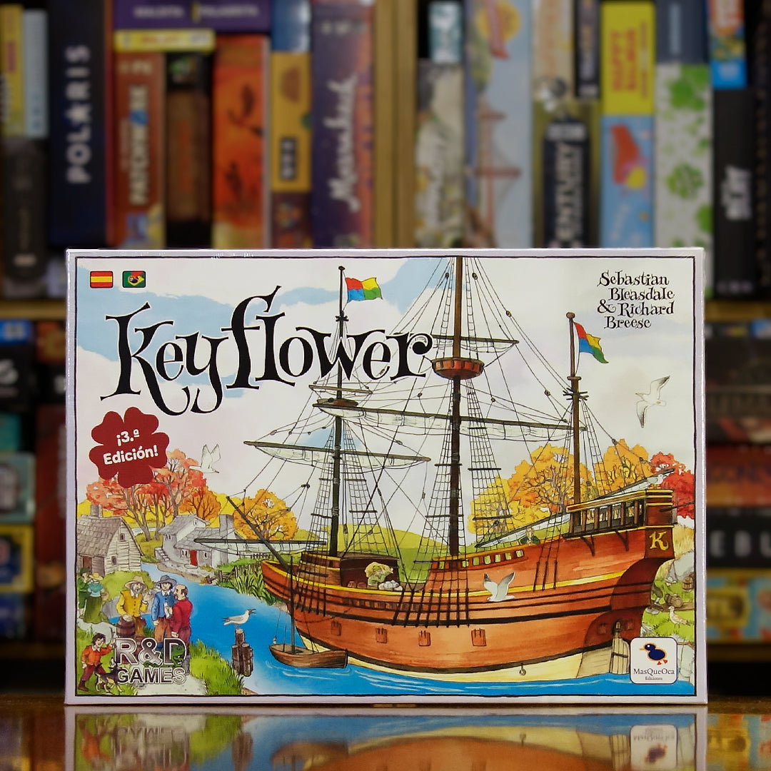 Portada del juego 'Keyflower' disponible en Mana House – Juego estratégico por estaciones, Colocación de trabajadores, Aldeas medievales, Desarrollo progresivo, Competencia táctica.