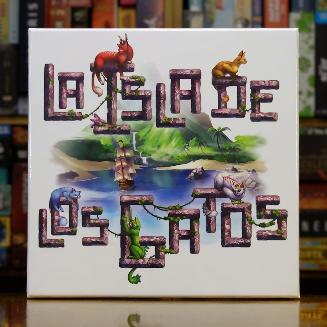 Portada del juego 'La Isla de los Gatos' disponible en Mana House – Colocación de losetas, Rescate de gatos, Tesoros y objetivos estratégicos, Juego de aventuras y rompecabezas. The Isle of Cats