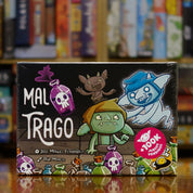 Portada del juego Mal Trago disponible en Mana House – Party game, Humor goblin, Pociones mágicas, Risas aseguradas, Ilustraciones divertidas.