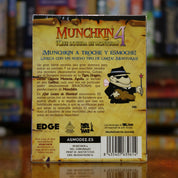 Trasera de la expansión 'Munchkin 4: ¡Qué Locura de Montura!' disponible en Mana House – Nuevas cartas y poderes irracionales, Monturas como Tigre, Dragón o Gerbo Gigante Mutante, Escuderos sacrificables, Estilo cómico y competitivo. Munchkin 4 — The Need For Steed
