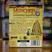 Trasera del juego Munchkin 6: Mazmorras Majaretas disponible en Mana House – 20 cartas de Mazmorra de doble tamaño, 16 cartas de Portal, Nuevas reglas globales, Experiencia caótica y divertida, Expansión para fans de Munchkin. Munchkin 6: Demented Dungeons