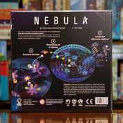 Vista trasera del juego de mesa 'Nebula' con detalles y componentes, en Mana House - Abstracto. Abstracto, Estrategia Abstracta.