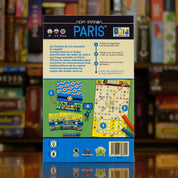 Trasera del juego de mesa 'Next Station: Paris' disponible en Mana House - Familiar, Componentes, Reglas, Mapas, Líneas de Metro.