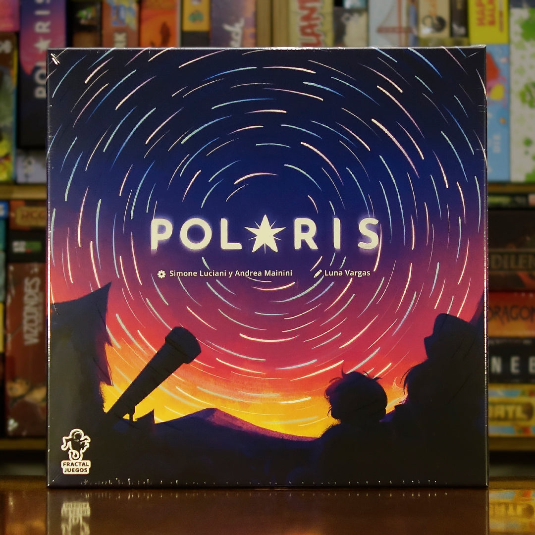 Portada del juego de mesa 'Polaris' disponible en Mana House - Estrategia, Constelaciones, Estrellas, Familiar, Nocturno.