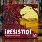 Portada del juego 'Resistid!' disponible en Mana House – Juego en solitario ambientado en la posguerra española. Estilo gráfico sobrio e ilustraciones que evocan la lucha de los maquis contra la dictadura franquista. Resist!