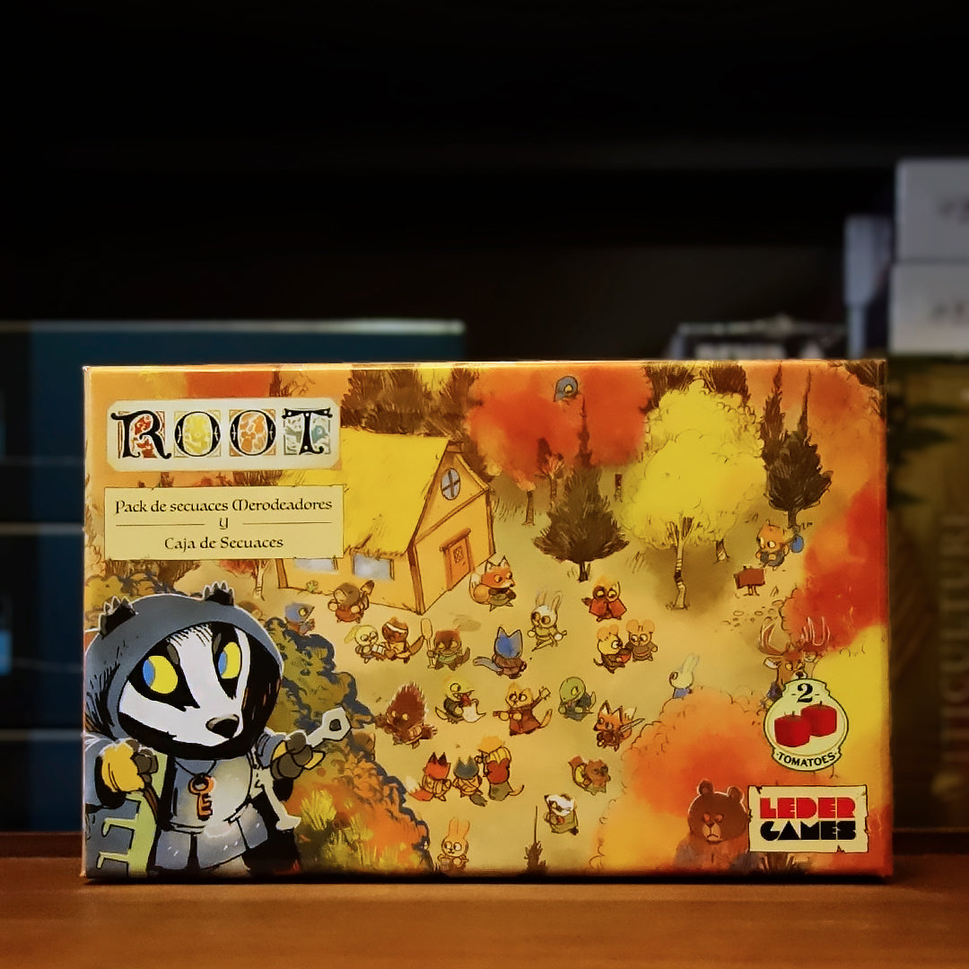 Portada de la expansión 'Root: Pack de Secuaces Merodeadores y Caja de Secuaces' disponible en Mana House – Expansión para Root, Nuevos secuaces, Estrategias adicionales, Nuevas piezas para el mapa, Habilidades especiales. Root: Marauder Hirelings Pack & Hireling Box