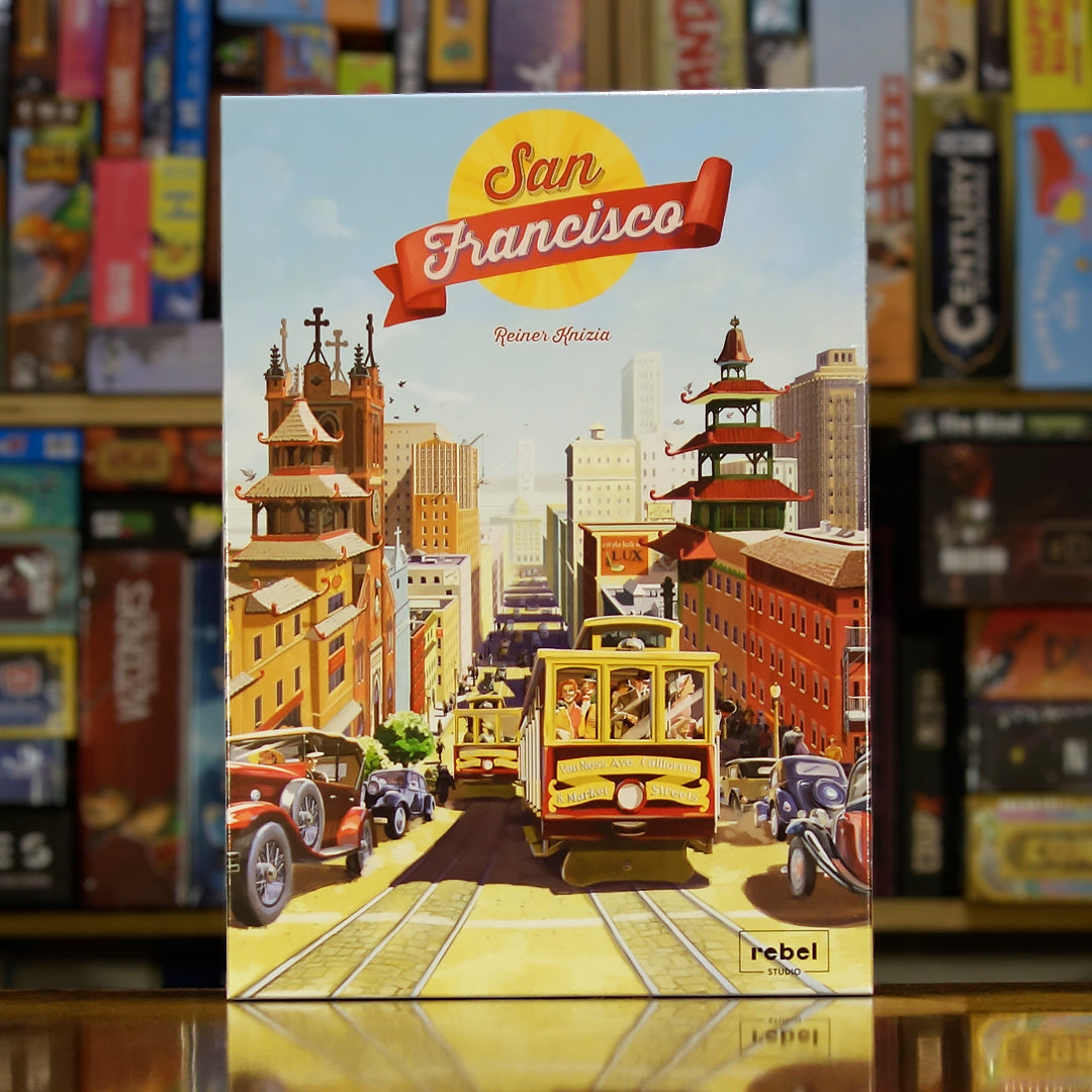 Portada del juego de mesa 'San Francisco' disponible en Mana House - Urbanismo, Estrategia, Construcción, Redes, Arquitectura.