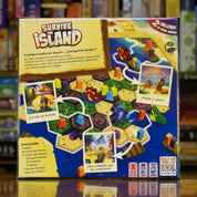 Trasera del juego de mesa 'The Island' disponible en Mana House - Componentes, Reglas, Monstruos, Tesoros, Isla Hundiente.