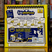 Trasera del juego de mesa 'Telestrations' disponible en Mana House - Fiesta, Componentes, Reglas, Teléfono Descompuesto, Creatividad.