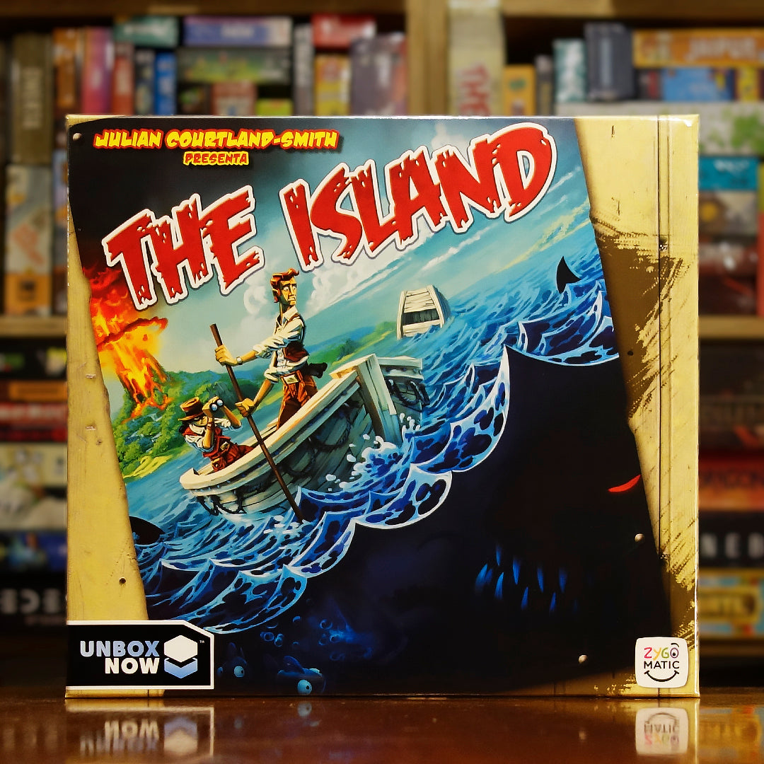 Portada del juego de mesa 'The Island' disponible en Mana House - Aventura. Animales, Aventura, Bluffing, Náutico.