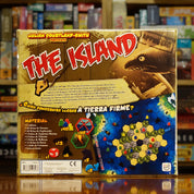 Vista trasera del juego de mesa 'The Island' con detalles y componentes, en Mana House - Aventura. Animales, Aventura, Bluffing, Náutico.