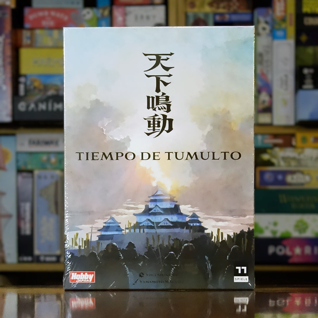 Portada del juego Tiempo de Tumulto disponible en Mana House – Juego de estrategia, Era Sengoku, Conquista de castillos, Dados tácticos, Japón feudal. Rumble Nation