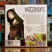 Vista trasera del juego de mesa 'Vizcondes del Reino del Oeste' con detalles y componentes, en Mana House - Medieval. Medieval. 
Viscounts of the West Kingdom