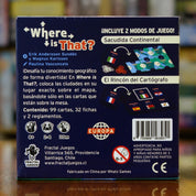 Trasera del juego Where is That? Europa disponible en Mana House – Modos Sacudida Continental y Rincón del Cartógrafo, Desafío geográfico, Puntos por precisión, Juego educativo y dinámico. Where is That?: Europe